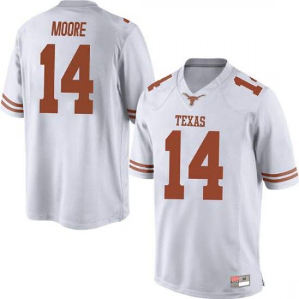 Men's University of Texas #14 Joshua Moore Game Football Jersey White